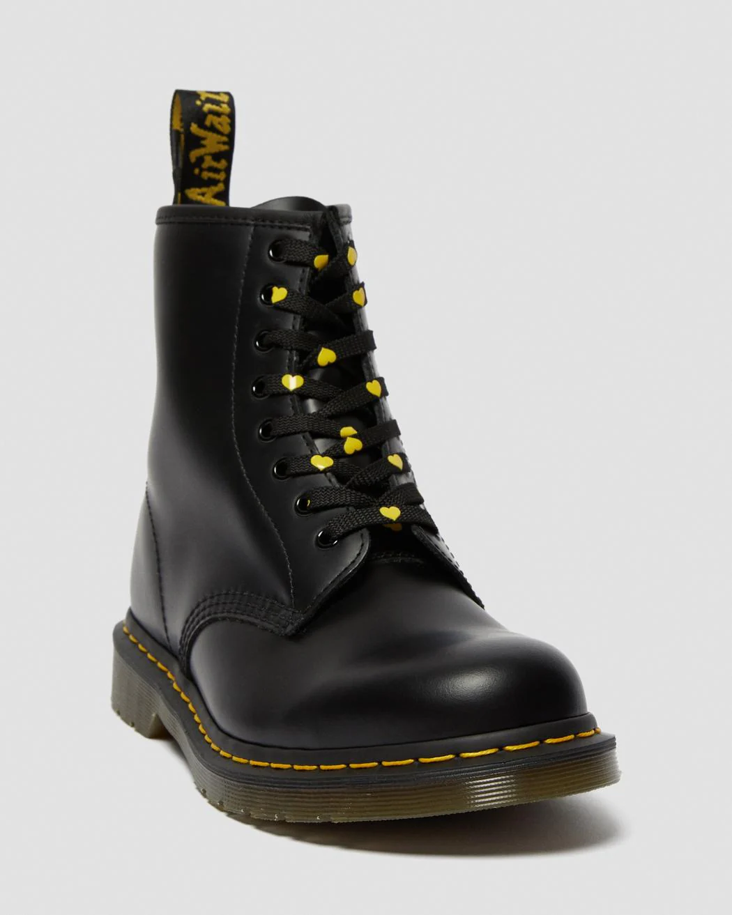Dr. Martens 140CM 8-10 Eye Flat Laces - Black with Yellow Logo - Image 6