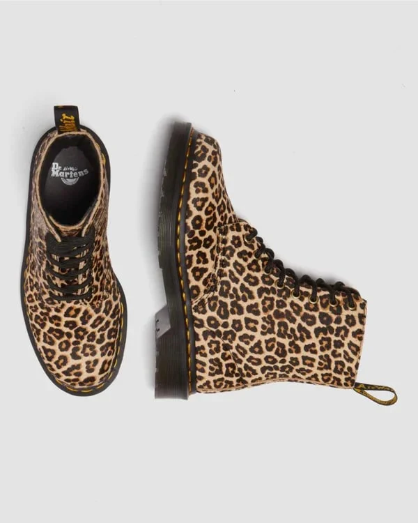 Dr. Martens 1460 Pascal 8 Eye Boot - Light Tan Mini Leopard Spot Hair On - Image 5