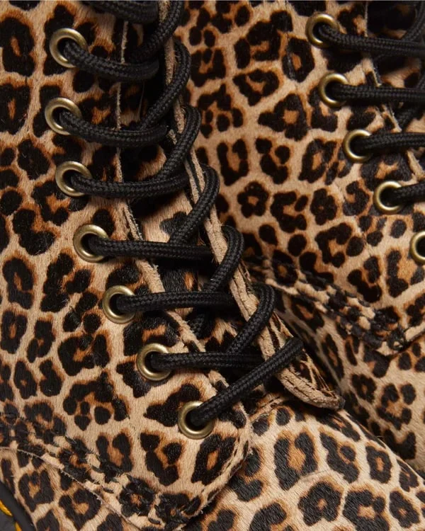 Dr. Martens 1460 Pascal 8 Eye Boot - Light Tan Mini Leopard Spot Hair On - Image 7