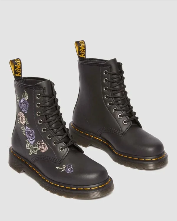 Dr. Martens 1460 Vonda 8 Eye Boot - Black Genix Nappa - Image 4