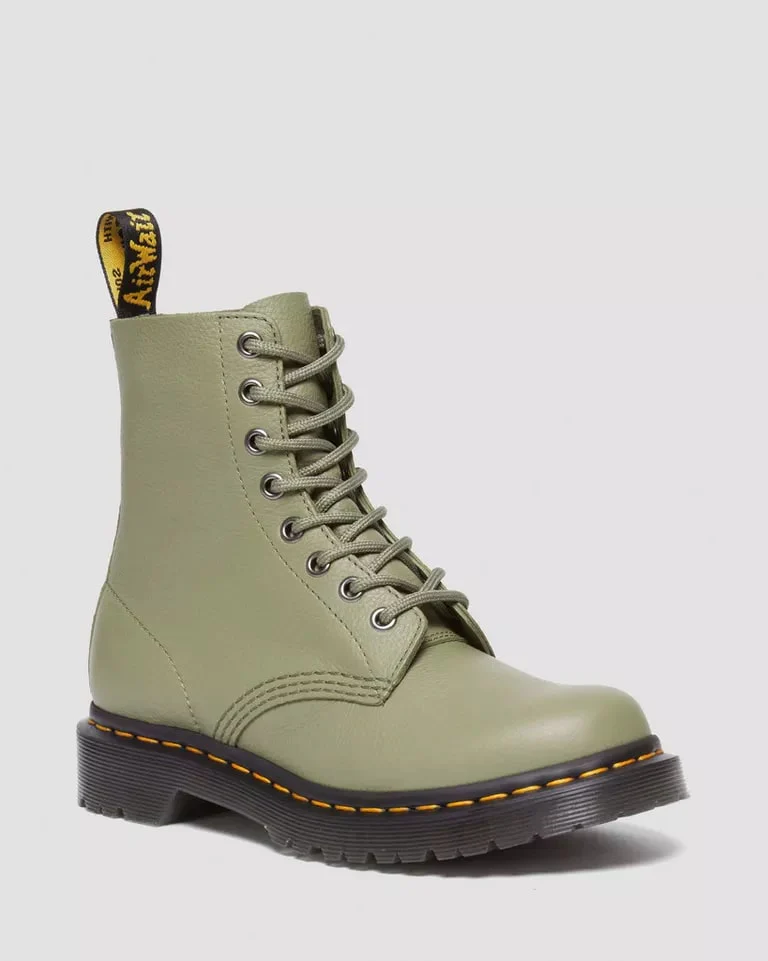 Dr. Martens 1460 Women's Pascal Virginia Leather Boots Muted Olive