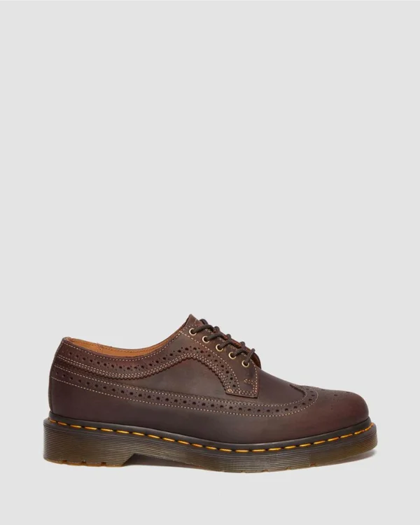 Dr. Martens 3989 YS Brogue Shoes - Dark Brown Crazy Horse - Image 3