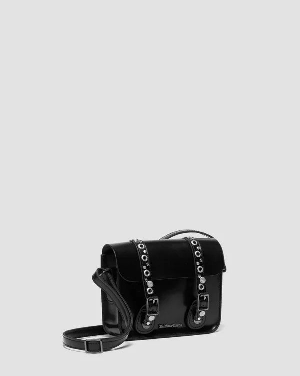 Dr. Martens 7" Leather Studded Satchel - Black Polished Smooth - Image 3