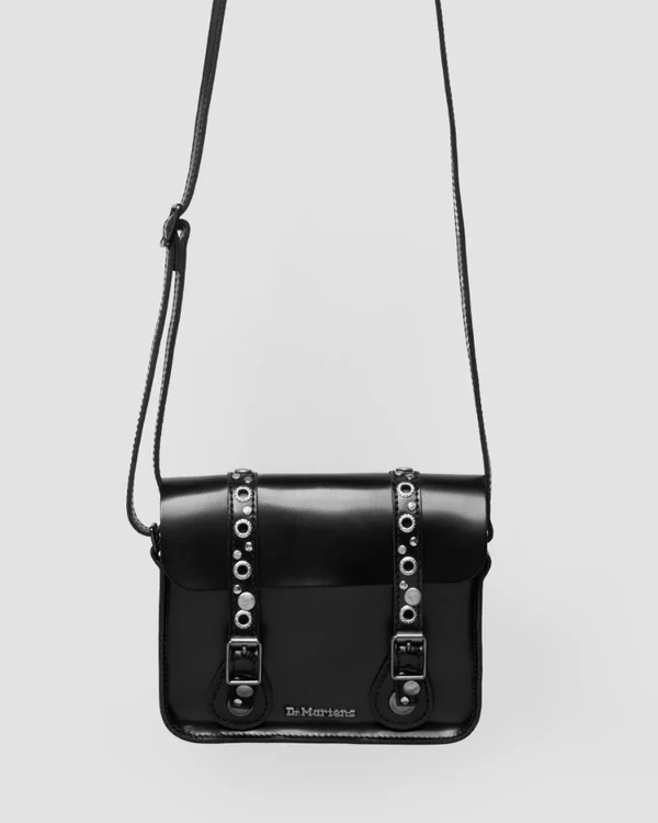 Dr. Martens 7" Leather Studded Satchel - Black Polished Smooth - Image 4