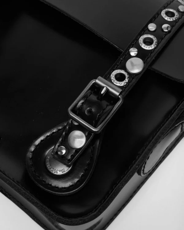 Dr. Martens 7" Leather Studded Satchel - Black Polished Smooth - Image 5
