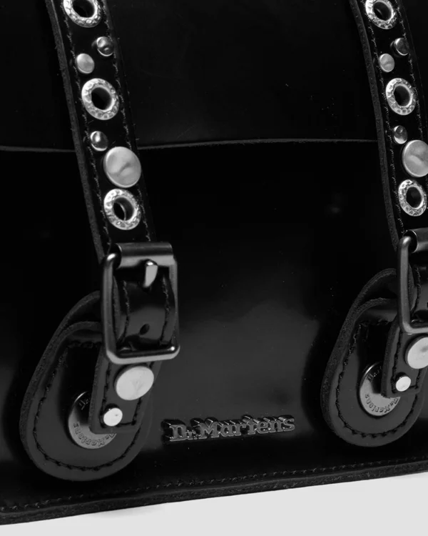 Dr. Martens 7" Leather Studded Satchel - Black Polished Smooth - Image 6