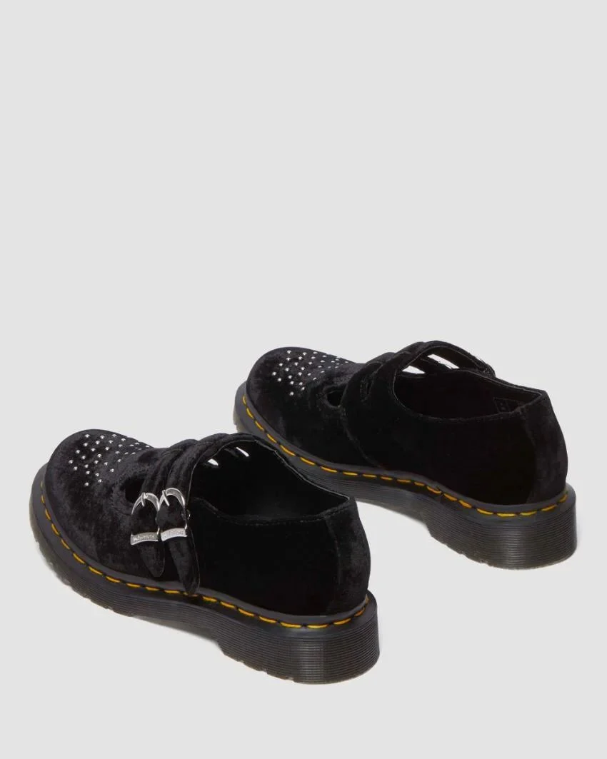 Dr. Martens 8065 Vegan Velvet Mary Jane Shoe - Black Velvet - Image 5