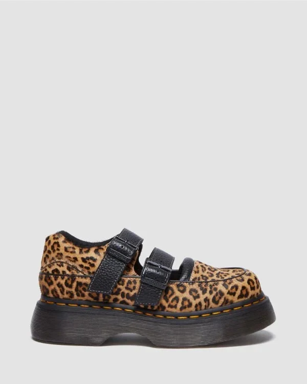 Dr. Martens Buzz Mary Jane Shoe - Light Tan / Mini Leopard Spot Hair On - Image 3