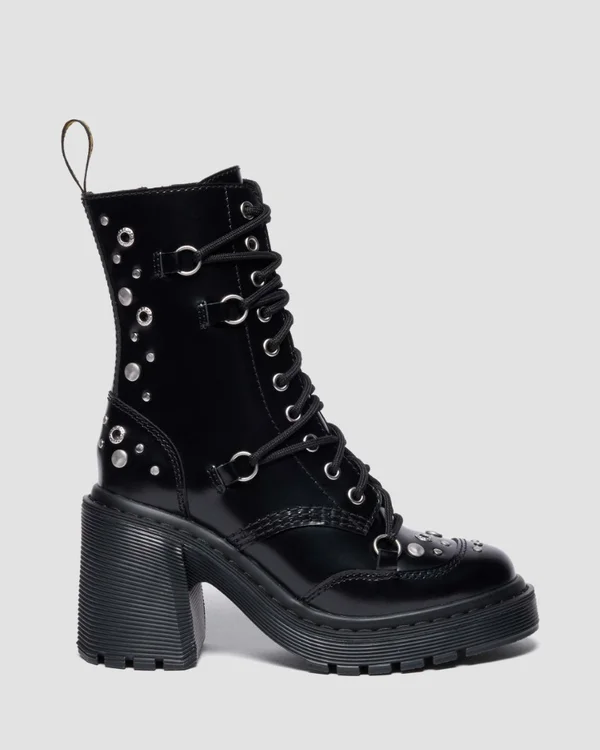 Dr. Martens Chesney HDW Studded 10 Eye Boot - Black Buttero - Image 3
