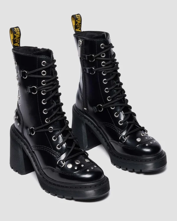 Dr. Martens Chesney HDW Studded 10 Eye Boot - Black Buttero - Image 4