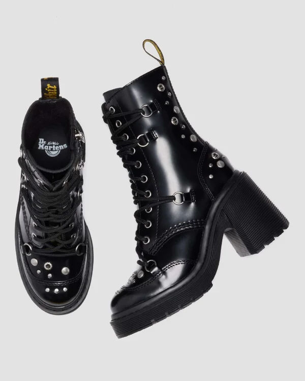 Dr. Martens Chesney HDW Studded 10 Eye Boot - Black Buttero - Image 6