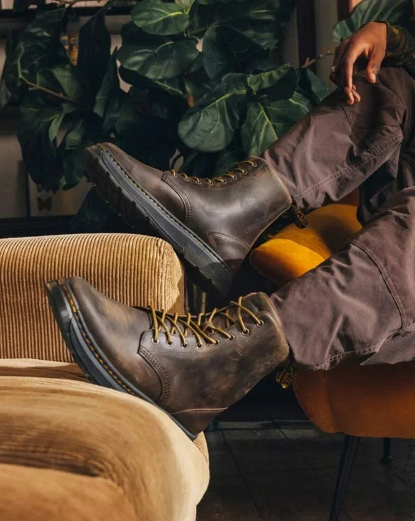 Dr. Martens Crewson 8 Eye Boot - Dark Brown Crazy Horse - Image 2