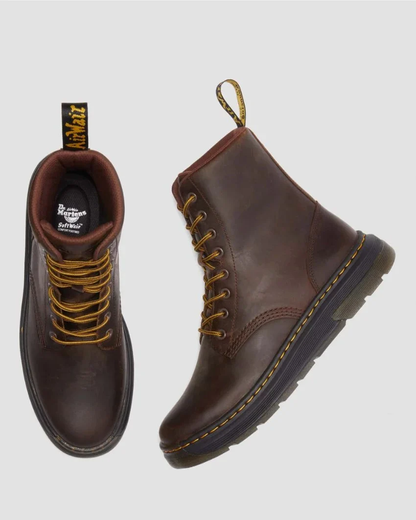 Dr. Martens Crewson 8 Eye Boot - Dark Brown Crazy Horse - Image 4