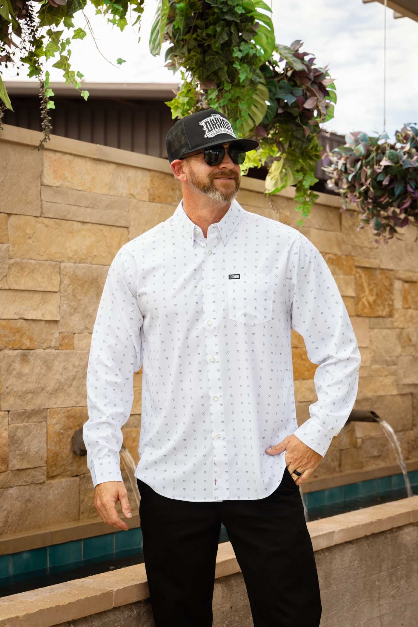 Dixxon 702 Long Sleeve Party Shirt - White/Grey - Image 3