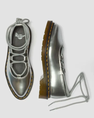 Dr. Martens Elphie II Lace Up Shoe - Silver Metallic Patent Lamper - Image 3
