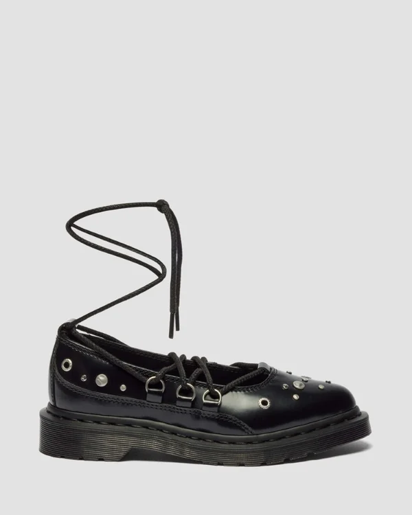 Dr. Martens Elphie II HDW Studded Lace Up Shoe - Black Buttero - Image 3