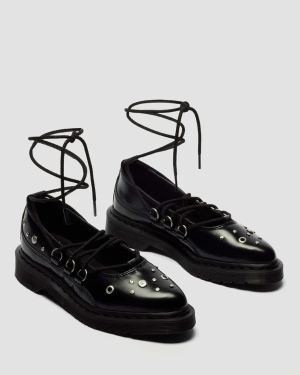 Dr. Martens Elphie II HDW Studded Lace Up Shoe - Black Buttero - Image 4