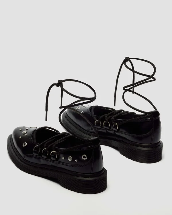 Dr. Martens Elphie II HDW Studded Lace Up Shoe - Black Buttero - Image 5