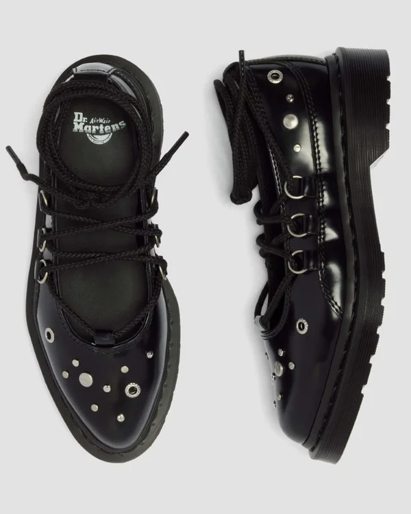 Dr. Martens Elphie II HDW Studded Lace Up Shoe - Black Buttero - Image 6