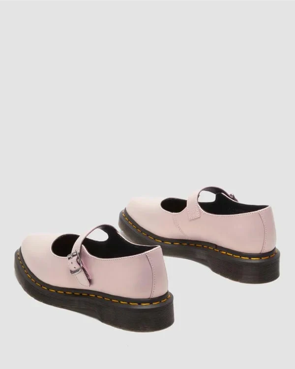Dr. Martens Elphie Mary Jane Shoe - Powder Pink / Gold Shift Leather - Image 5