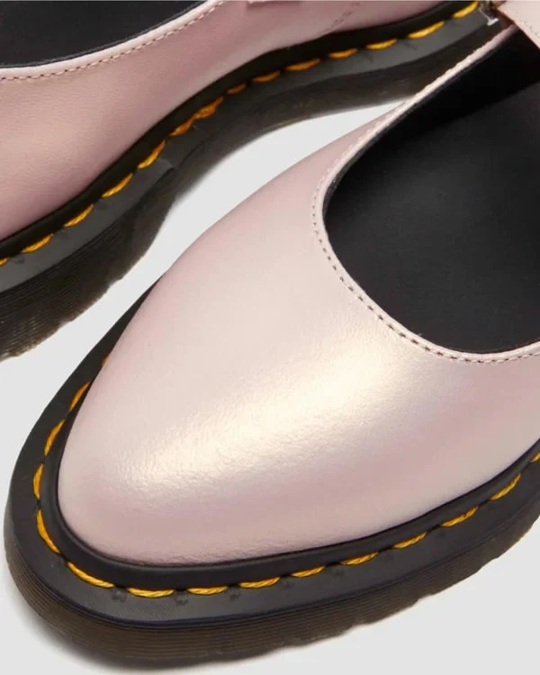Dr. Martens Elphie Mary Jane Shoe - Powder Pink / Gold Shift Leather - Image 7