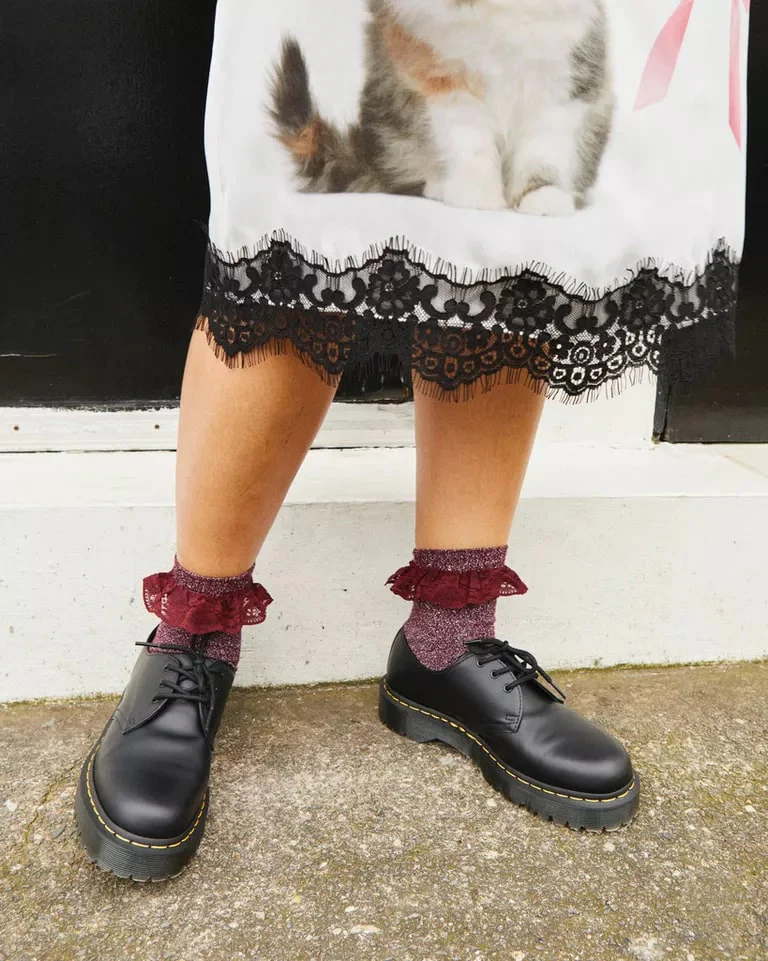 Dr. Martens Frill Sock Organic Cotton Blend - Cherry Red - Image 2