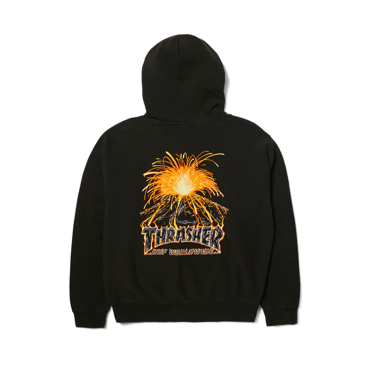 Huf X Thrasher Meltdown Heavyweight Hoodie - Washed Black - Image 2