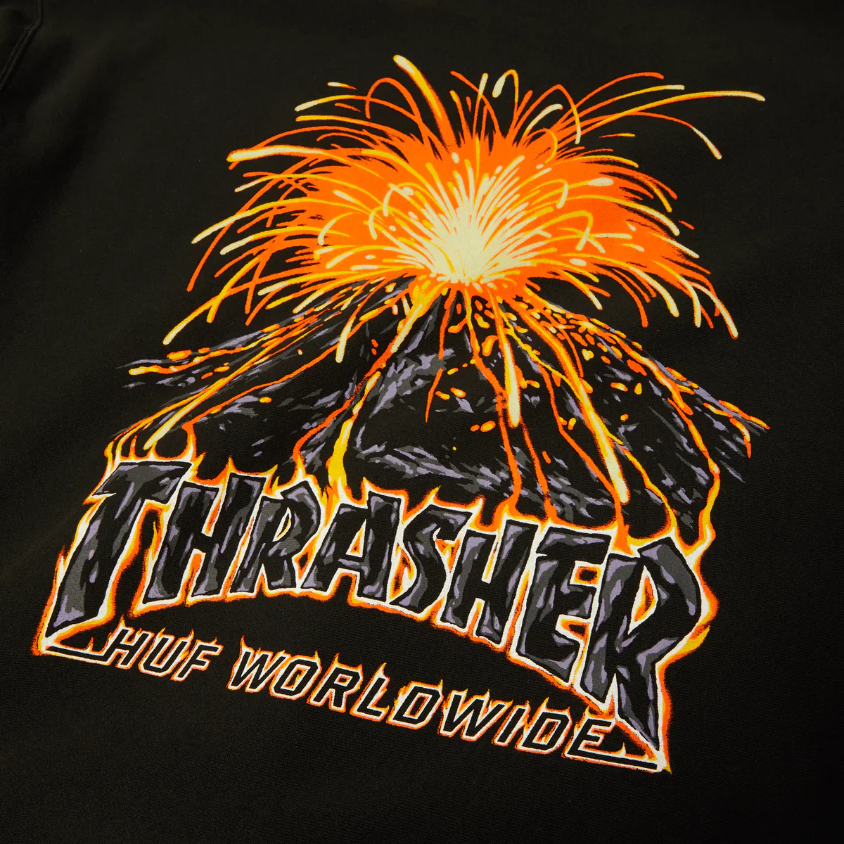 Huf X Thrasher Meltdown Heavyweight Hoodie - Washed Black - Image 3