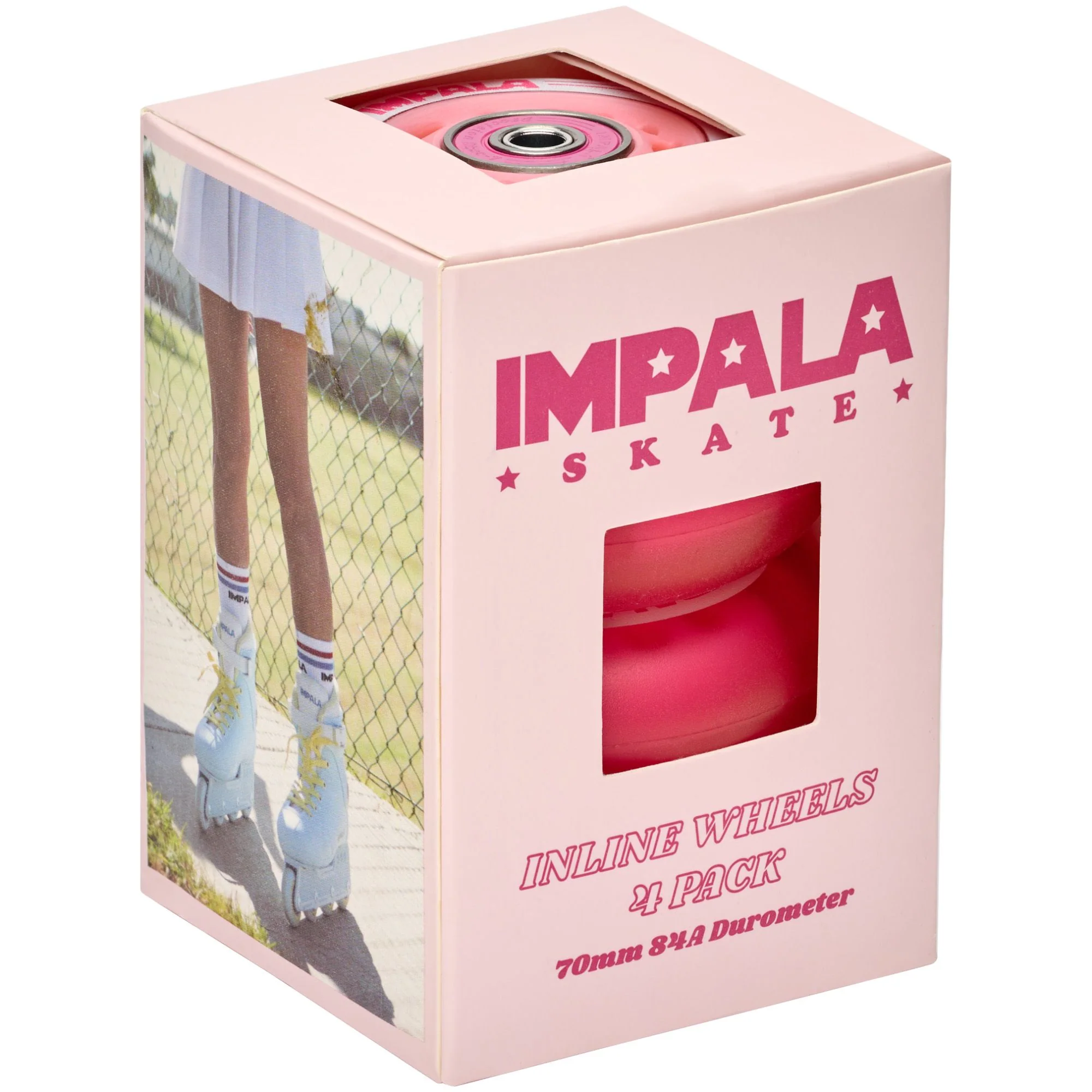 Impala 4 Pack Light Up Inline Wheels - Pink / Red - Image 3