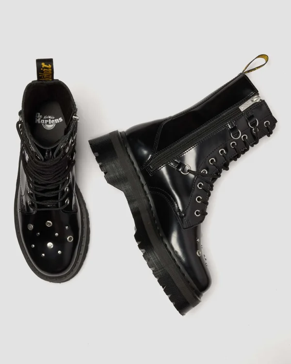 Dr. Martens Jadon Hi HDW Studded 10 Eye Boot - Black Buttero - Image 6