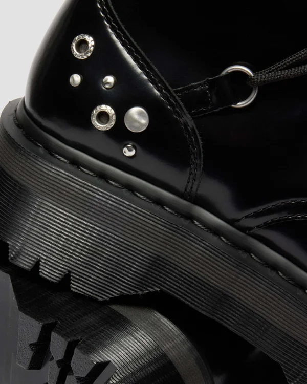 Dr. Martens Jadon Hi HDW Studded 10 Eye Boot - Black Buttero - Image 8