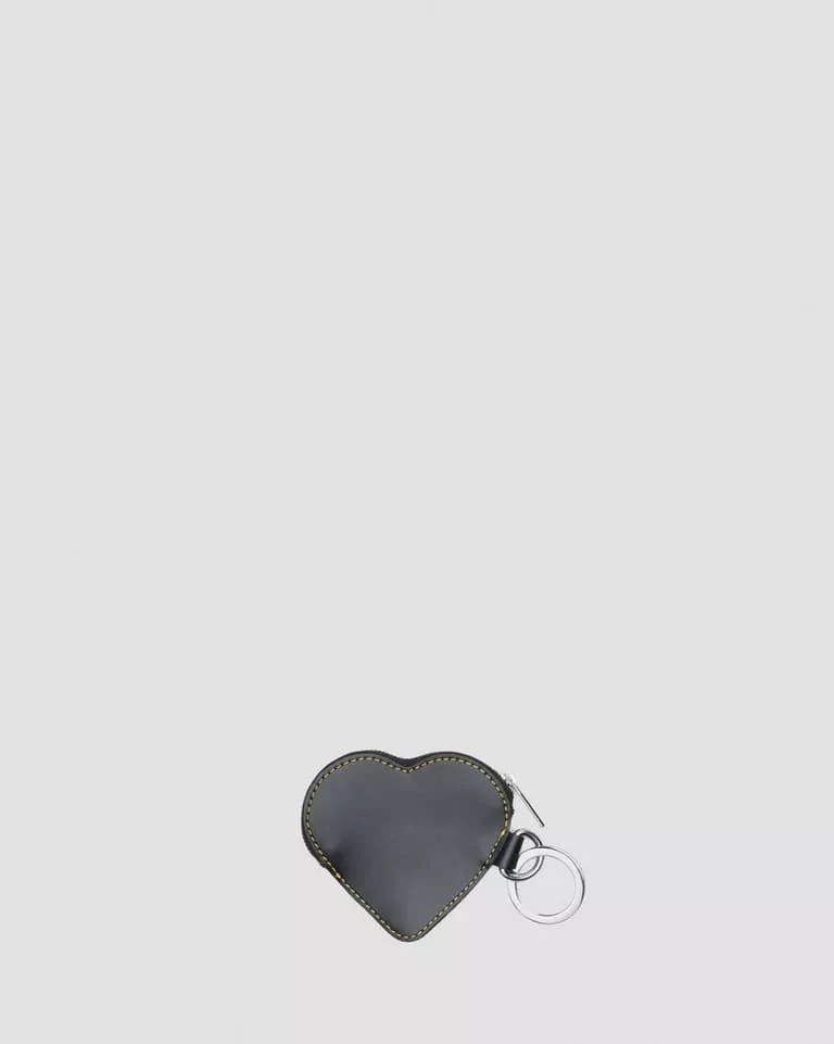 Dr. Martens Leather Heart Keyring Purse - Black Kiev - Image 3
