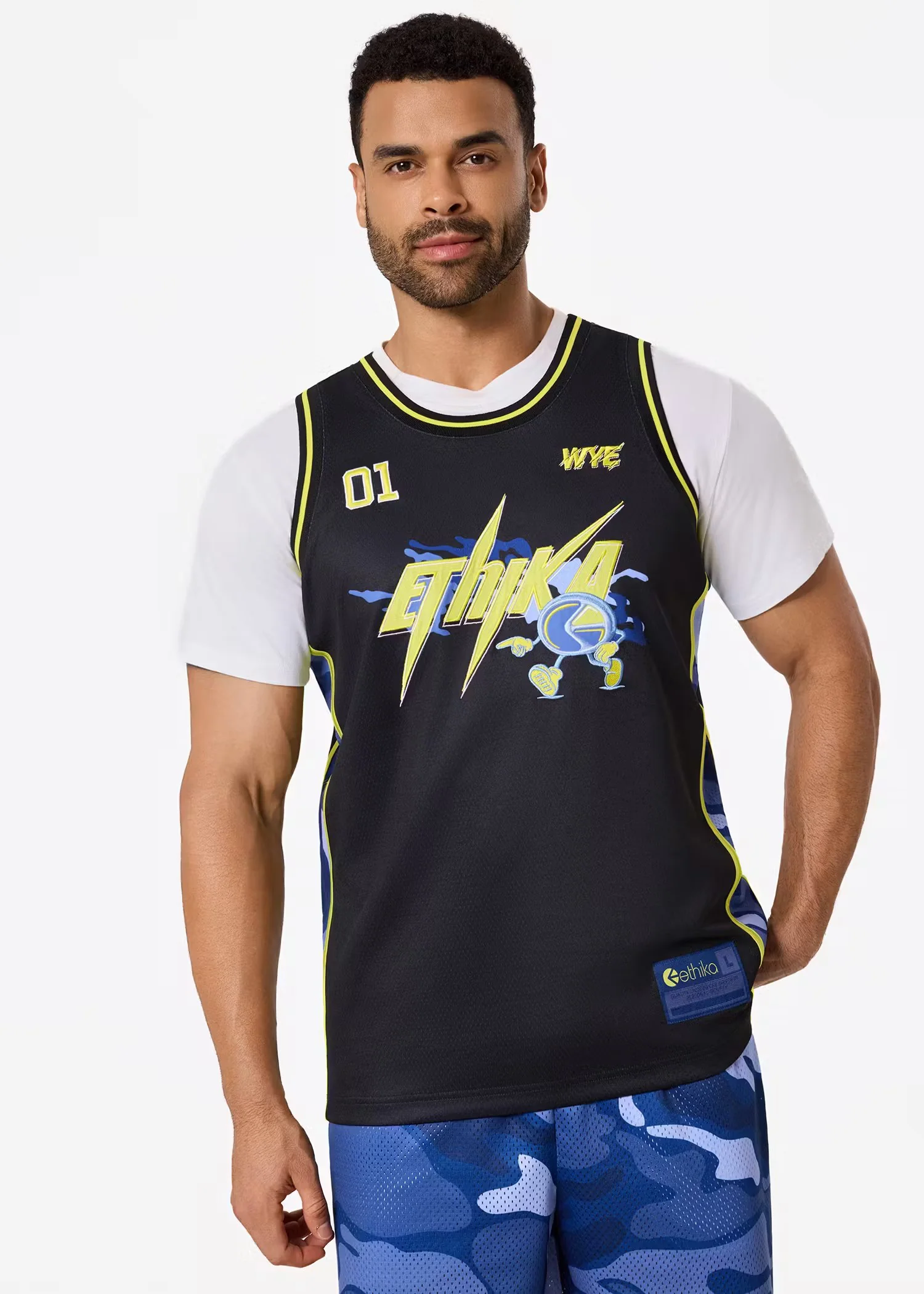 Ethika Mens Bolt Camo Basketball Jersey