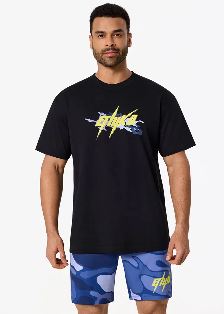 Ethika Mens Bolt Camo Tee - Black/Yellow