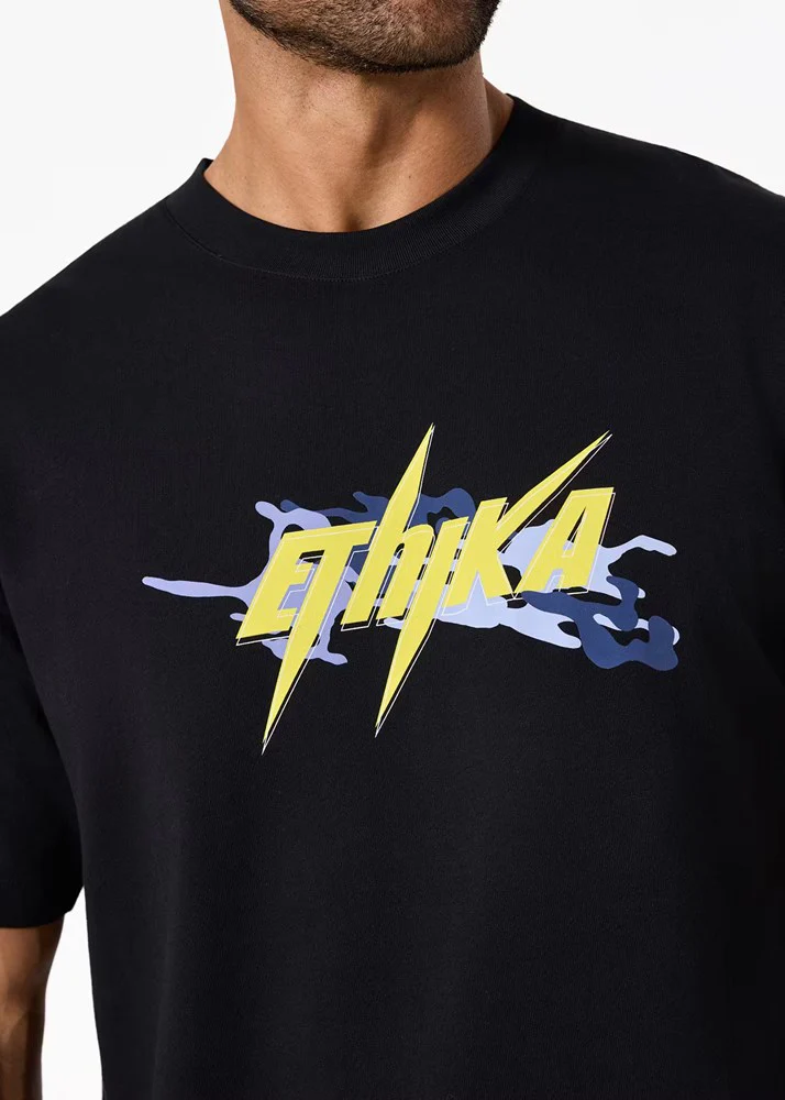 Ethika Mens Bolt Camo Tee - Black/Yellow - Image 2