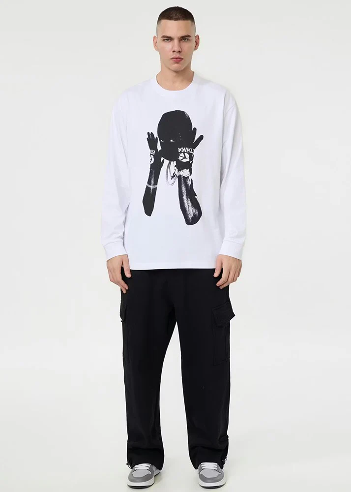 Ethika Mens Rider Longsleeve Tee - White - Image 3
