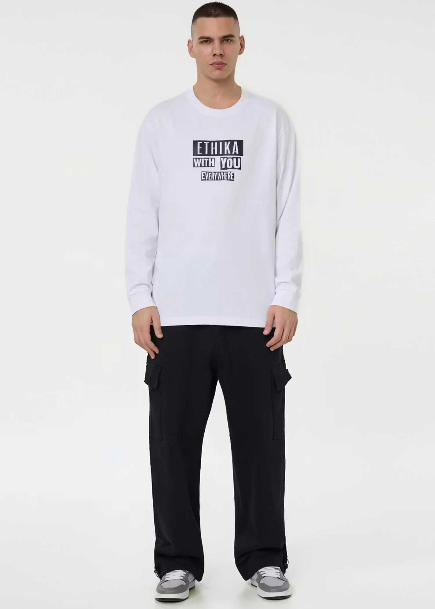Ethika Mens Stamped Longsleeve Tee - White - Image 4