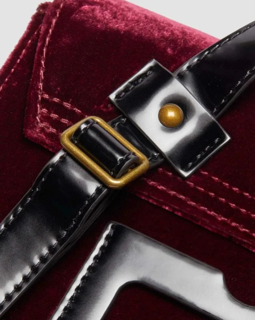 Dr. Martens Mini Velvet Backpack - Cherry Red Velvet & Black PU - Image 8