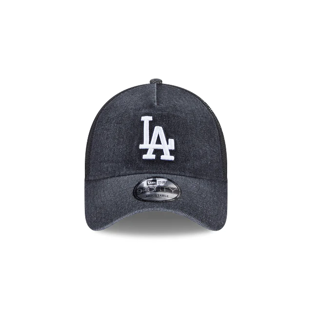 New Era Los Angeles Dodgers Washed Denim Black 9FORTY A-Frame Trucker