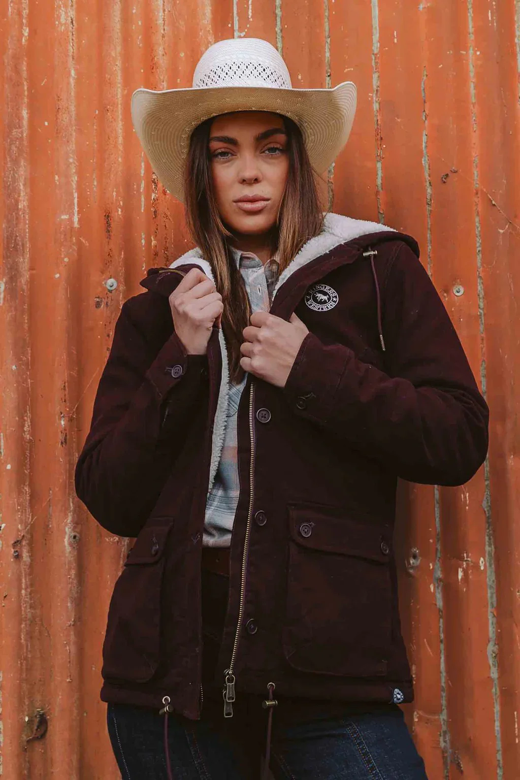 Ringers Western Aspen Womens Canvas Jacket - Burgundy - Image 11