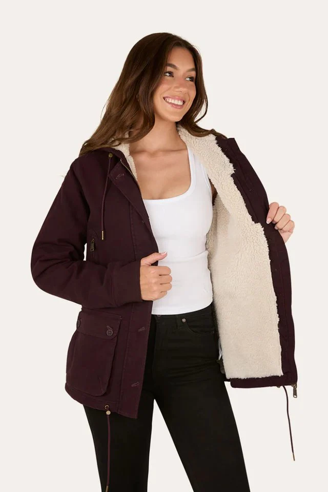 Ringers Western Aspen Womens Canvas Jacket - Burgundy - Image 4