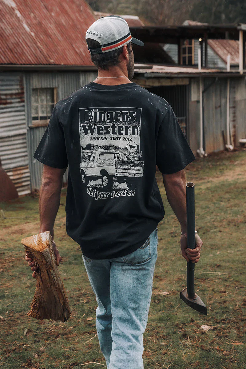 Ringers Western Get Your Truck On Mens Loose Fit Tee - Black