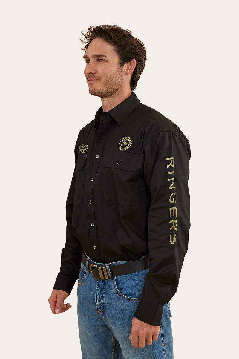 Ringers Western Hawkeye Mens Full Button Work Shirt - Black/Camo - Image 2