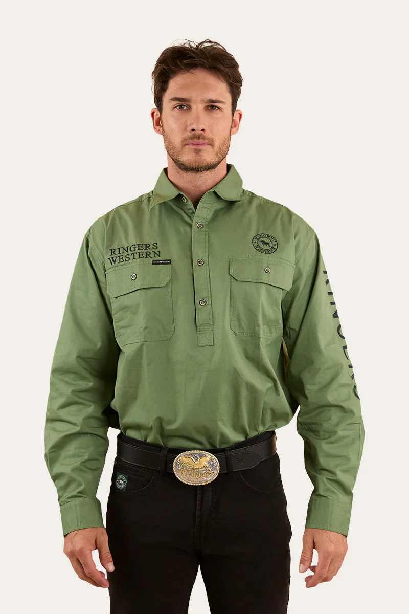 Ringers Western Hawkeye Mens Half Button Work Shirt - Image 3