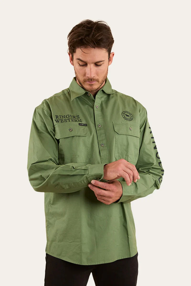 Ringers Western Hawkeye Mens Half Button Work Shirt - Image 4