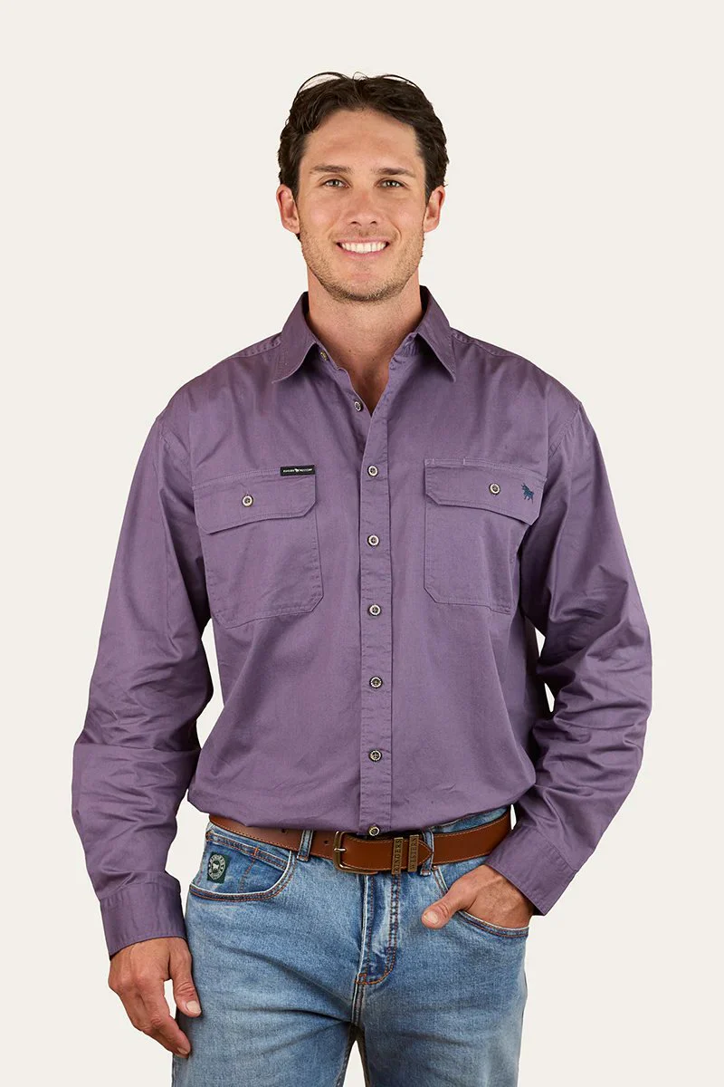 Ringers Western King River Mens Full Button Work Shirt - Dark Purple