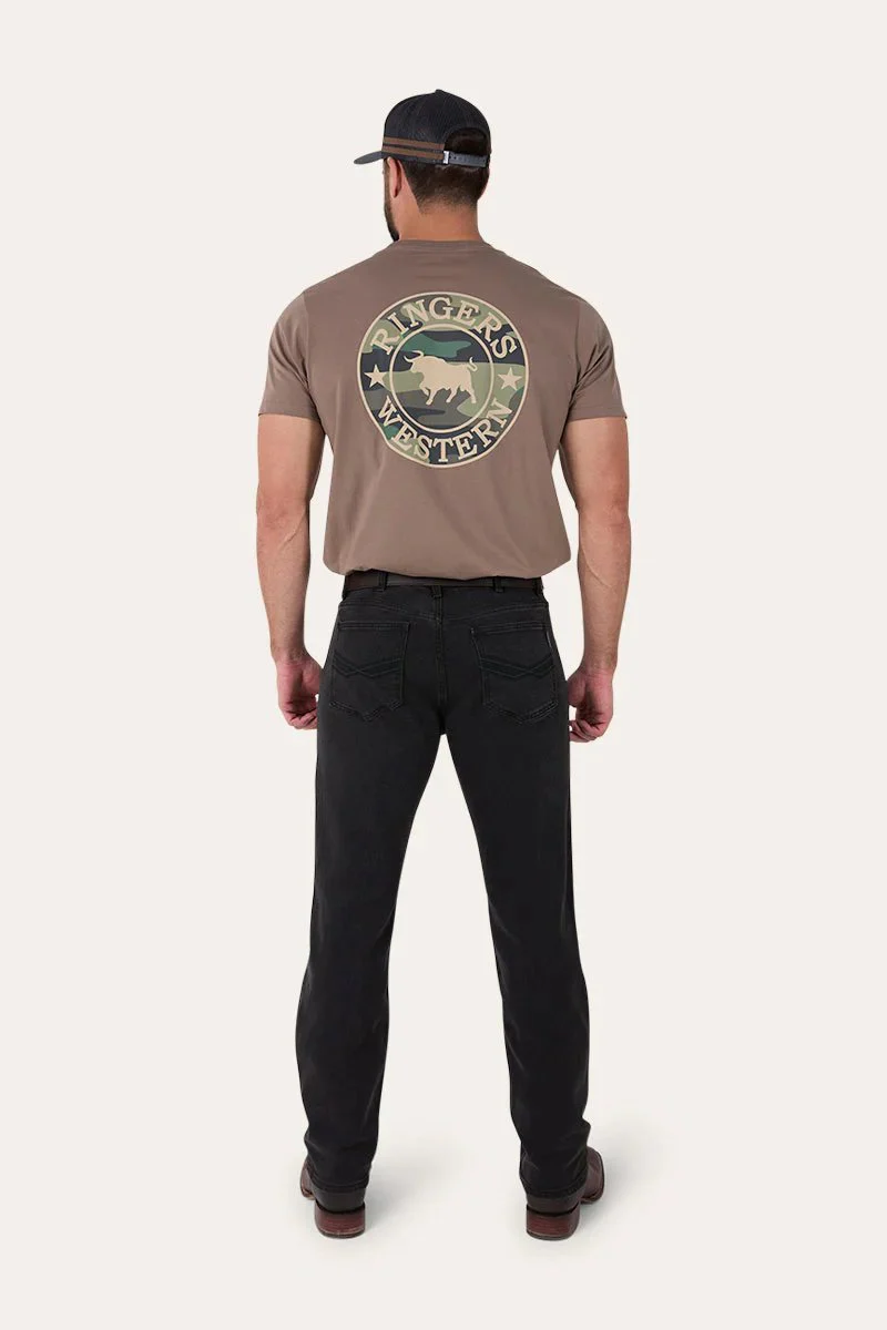 Ringers Western Muster Mens Slim Straight Mid Rise Jeans - Black - Image 3