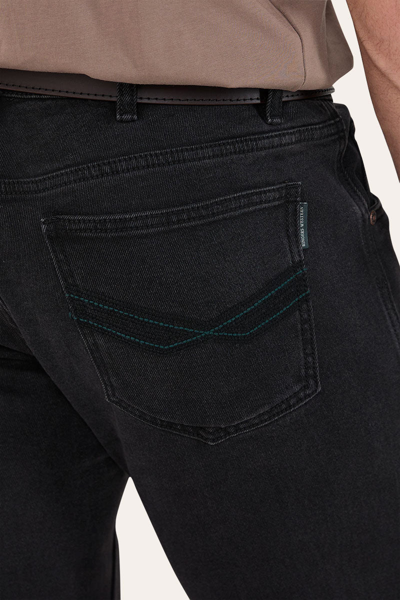 Ringers Western Muster Mens Slim Straight Mid Rise Jeans - Black - Image 5