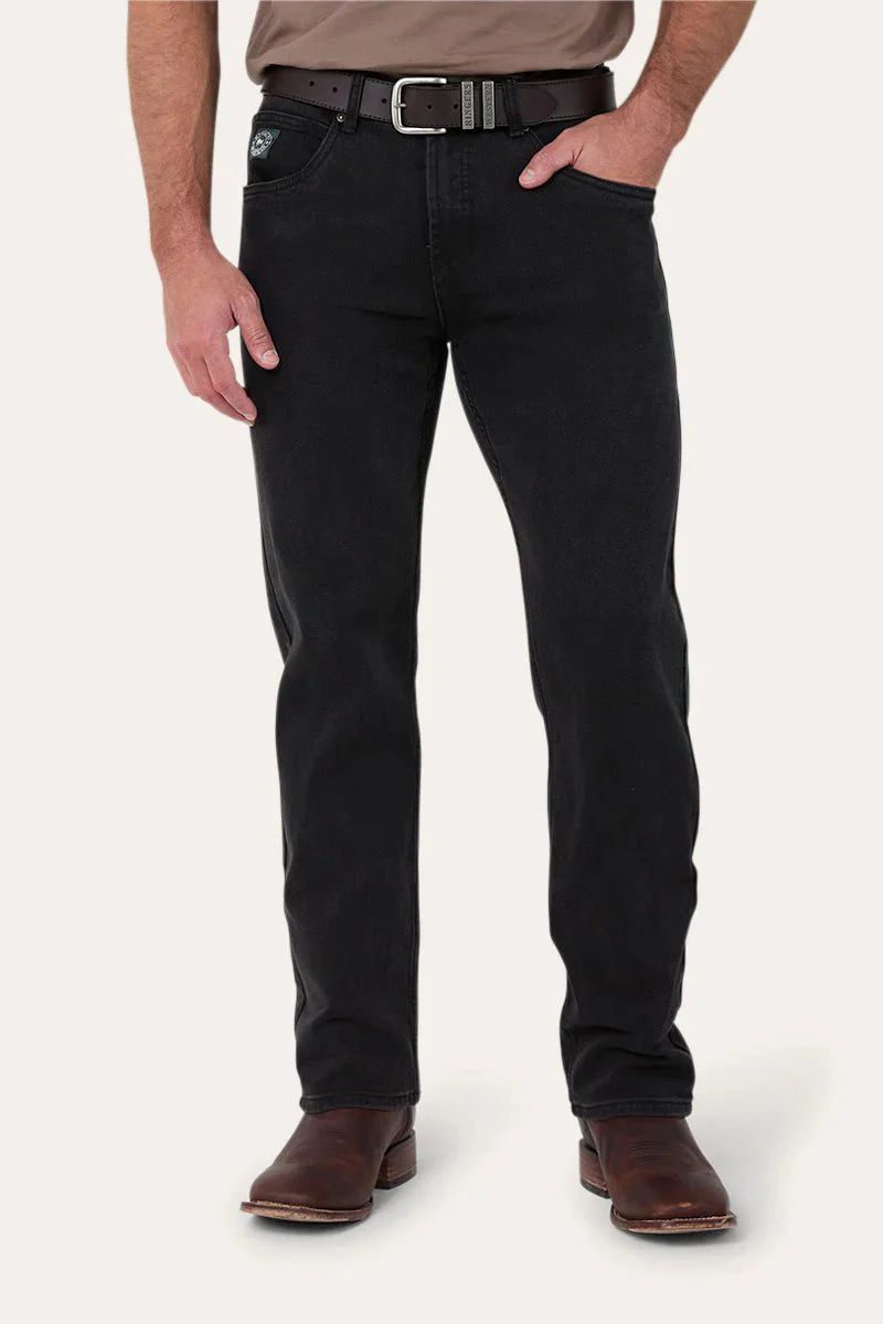 Ringers Western Muster Mens Slim Straight Mid Rise Jeans - Black - Image 7