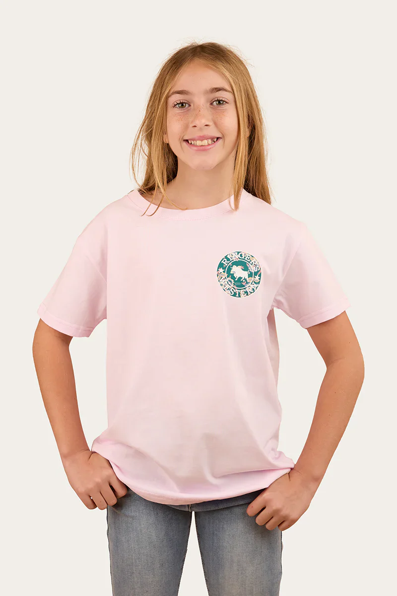 Ringers Western Signature Bull Kids Classic T-Shirt - Barley Pink/Floral - Image 2